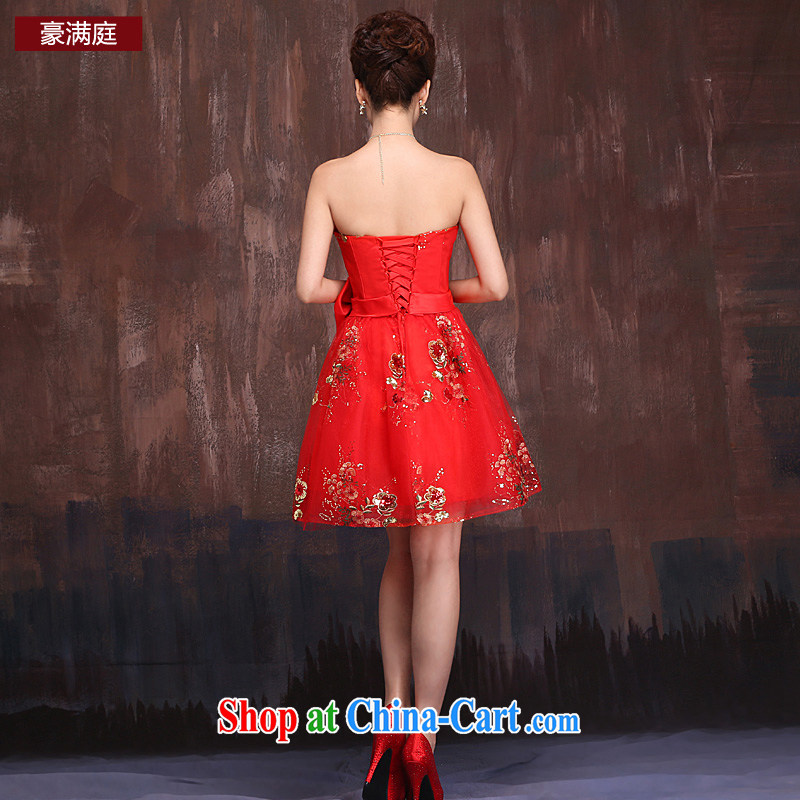 Ho full court marriages red short bows service 2015 spring new dress lace embroidery butterfly knot female Red XL, Ho full chamber, and shopping on the Internet