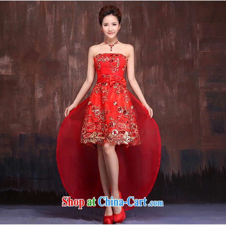 Ho full Chamber 2015 new front short long strap dress wedding dresses bridal dresses red short bows serving red XL pictures, price, brand platters! Elections are good character, the national distribution, so why buy now enjoy more preferential! Health