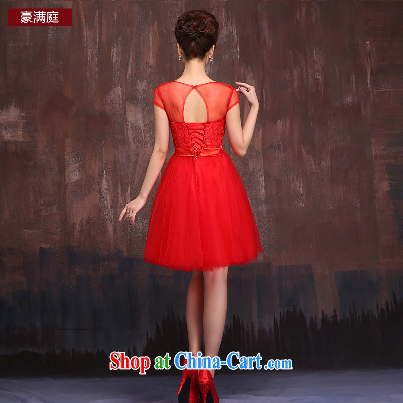 Marriages red short bows service 2015 spring and summer New Gold embroidered Bong-Openwork shoulders dress cheongsam red XL, Ho full chamber, and, online shopping