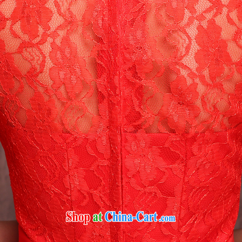 Marriages red short bows, serving 2015 spring and summer new lace flower cheongsam dress Bow Tie red XL, Ho full chamber, online shopping