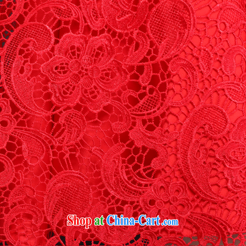 Marriages red short bows service wedding dresses 2015 spring and summer new lace flowers cheongsam dress red XL, Ho full Chamber, on-line shopping