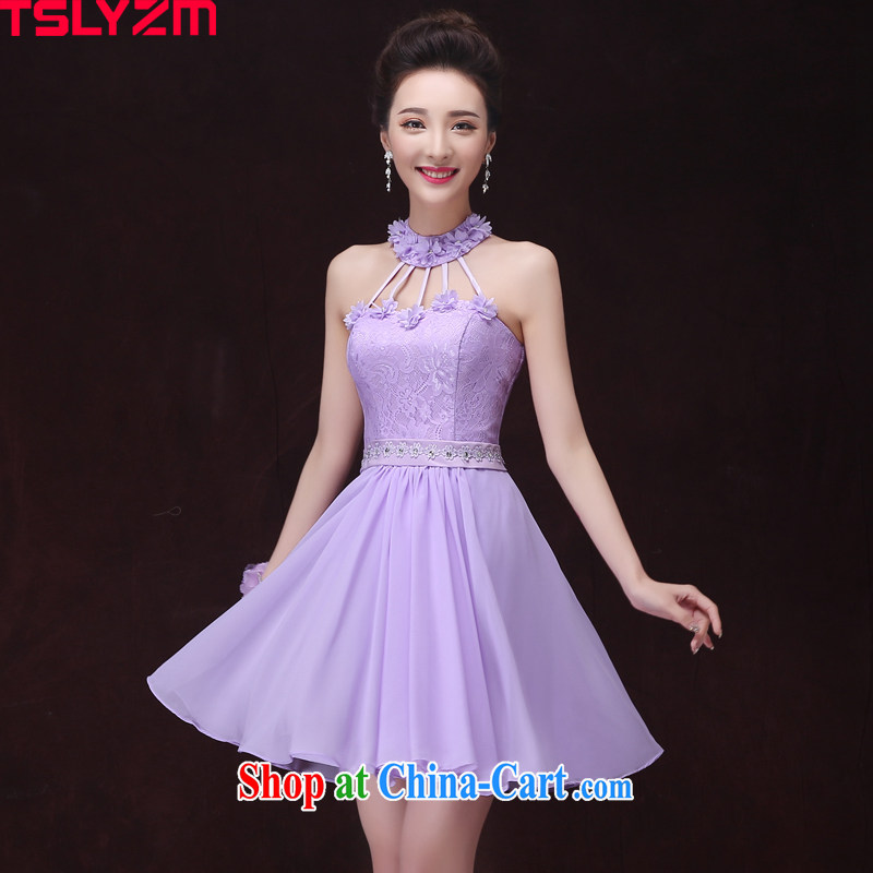 Tslyzm bridesmaid dress short, 2015 spring and summer new bridesmaid sister's small dress dresses purple annual gathering dress uniform performance is also C S