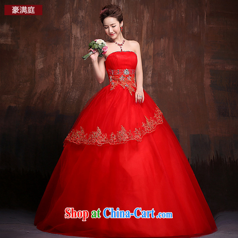 wedding dresses 2015 new stylish bridal wedding with flash drill lace straps Princess shaggy dress Red Red XL, Ho full chamber, and shopping on the Internet