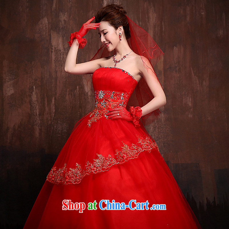 wedding dresses 2015 new stylish bridal wedding with flash drill lace straps Princess shaggy dress Red Red XL, Ho full chamber, and shopping on the Internet