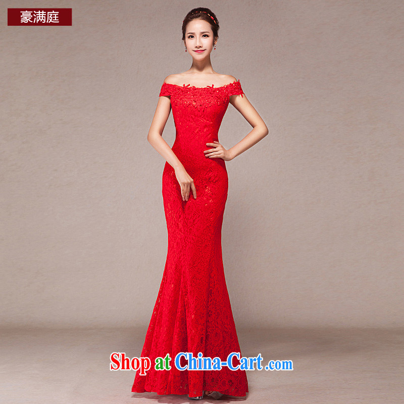 Bridal toast serving the Field shoulder-length, wedding dress 2015 new spring Korean fashion red evening dress skirt red XL, Ho full chamber, and shopping on the Internet