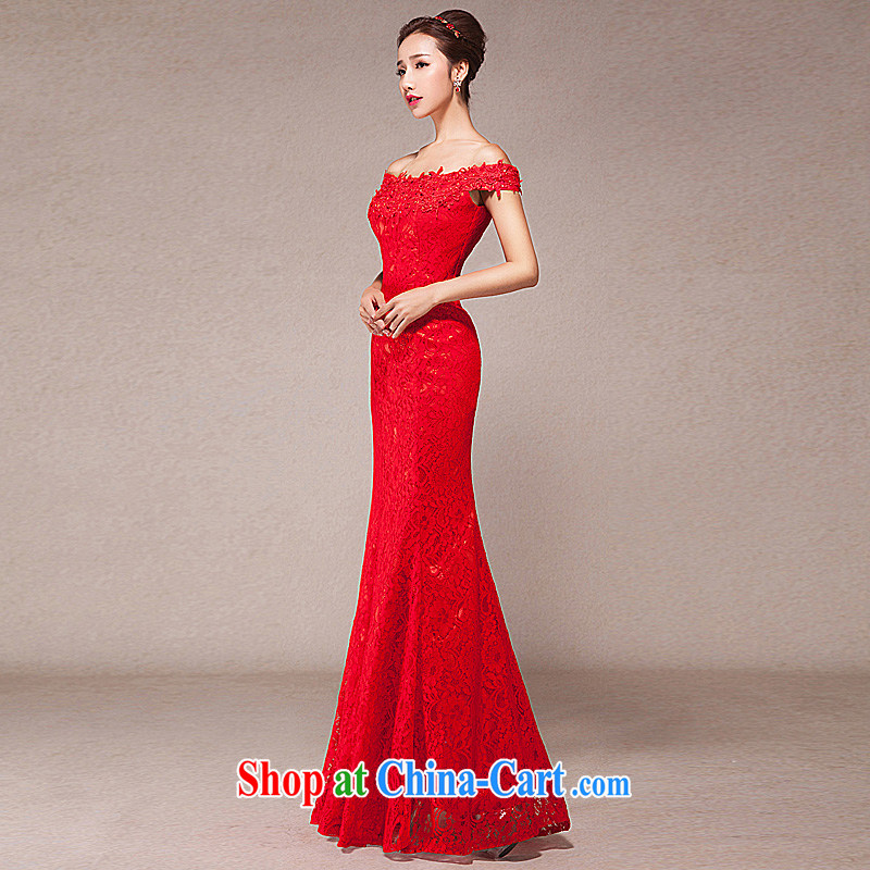 Bridal toast serving the Field shoulder-length, wedding dress 2015 new spring Korean fashion red evening dress skirt red XL, Ho full chamber, and shopping on the Internet
