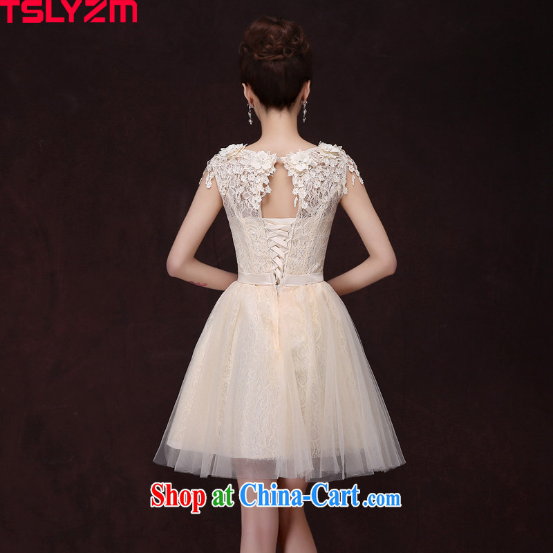 Tslyzm bridesmaid dresses in short, single shoulder shoulders bare chest sister small dress dresses champagne color 2015 spring and summer new dress uniforms, D L, Tslyzm, shopping on the Internet
