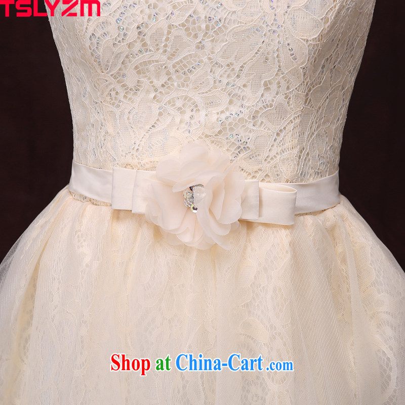 Tslyzm bridesmaid dresses in short, single shoulder shoulders bare chest sister small dress dresses champagne color 2015 spring and summer new dress uniforms, D L, Tslyzm, shopping on the Internet