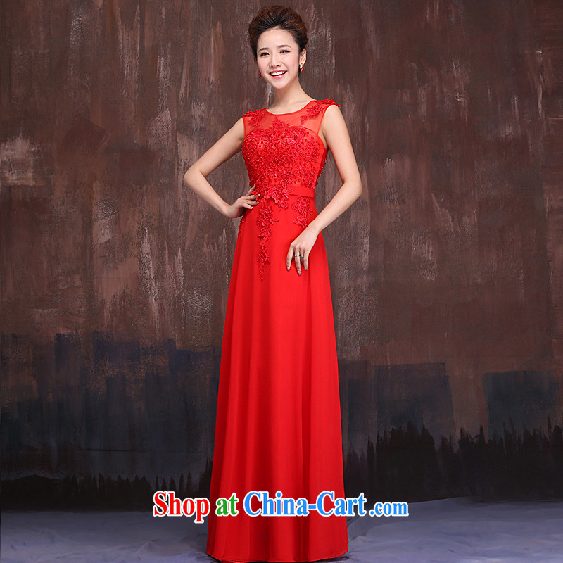 Marriages red with long skirt serving toast 2015 spring and summer new Lace Embroidery dress gauze shoulders red XL, Ho full chamber, shopping on the Internet