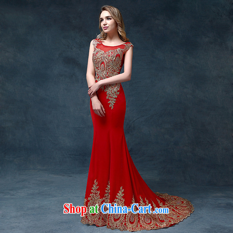 According to Lin Windsor wedding dresses 2015 new toast Service Bridal long tail dress wedding dresses at Merlion cultivating red XL