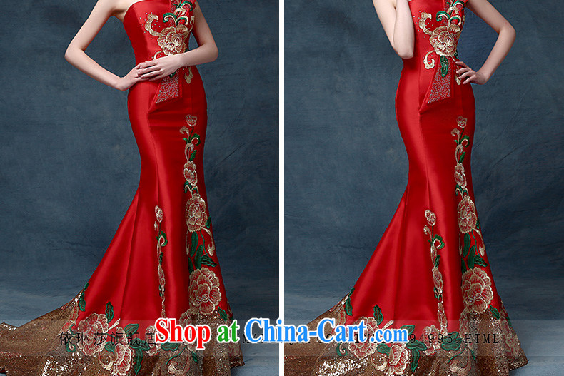 According to Lin Sa 2015 new single shoulder embroidery dress China wind crowsfoot toast stage serving the evening dress high-end bows serving China wind speech red are code pictures, price, brand platters! Elections are good character, the national distribution, so why buy now enjoy more preferential! Health