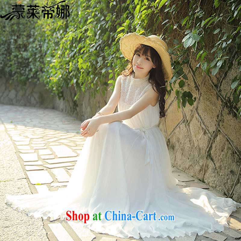 Tony Blair, in Dili, 2015 Korean staple pearl river water drilling cultivating charisma fairy-lit beach dress summer dress dress 6047 white L, Tony Blair, in Dili, and shopping on the Internet