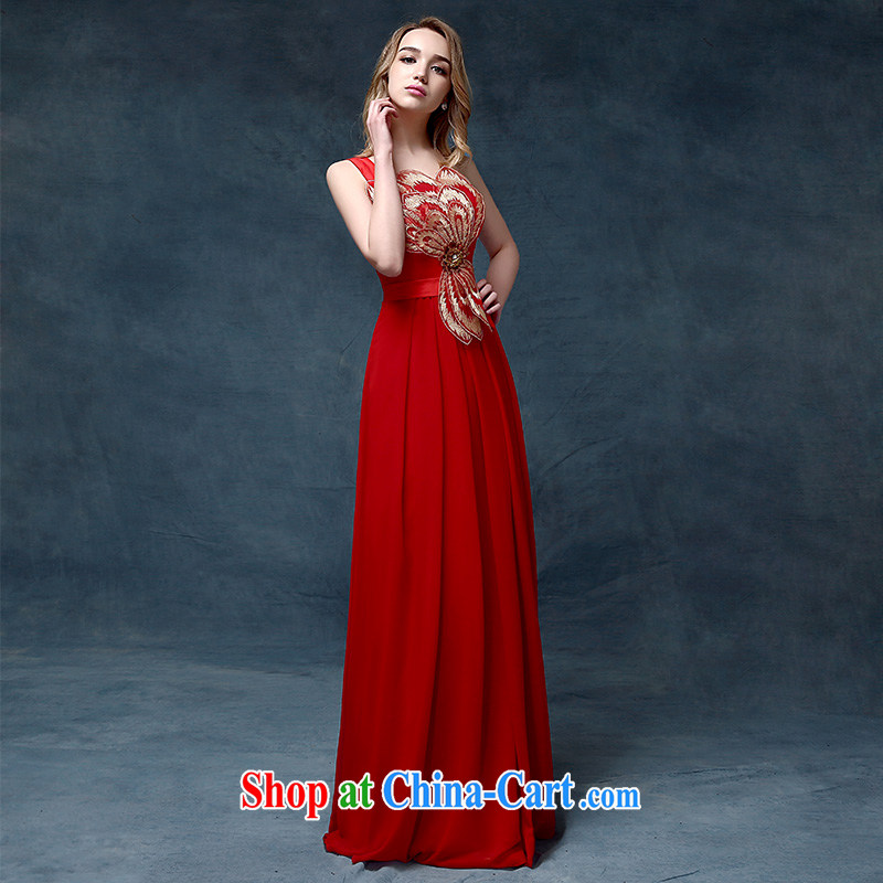 Her dress red code beauty wedding banquet moderators click shoulder Evening Dress long serving toast spring and summer red XL, according to Lin, Elizabeth, and shopping on the Internet