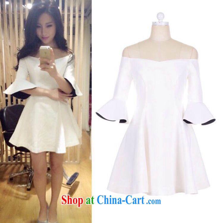 Yue Chi Dan 2015 summer stars, with a small-yuan Hong, a field for your shoulders flouncing cuff dress the dress white are code pictures, price, brand platters! Elections are good character, the national distribution, so why buy now enjoy more preferential! Health