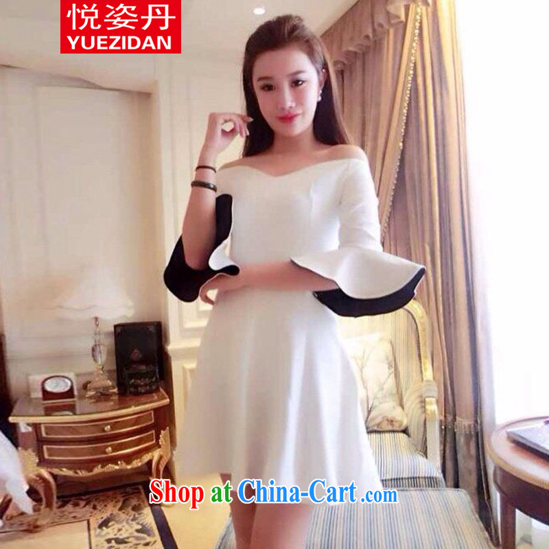 Yue Chi Dan 2015 summer stars, with a small-yuan Hong, a field for your shoulders flouncing cuff dress small dress white, code, Dan City, shopping on the Internet