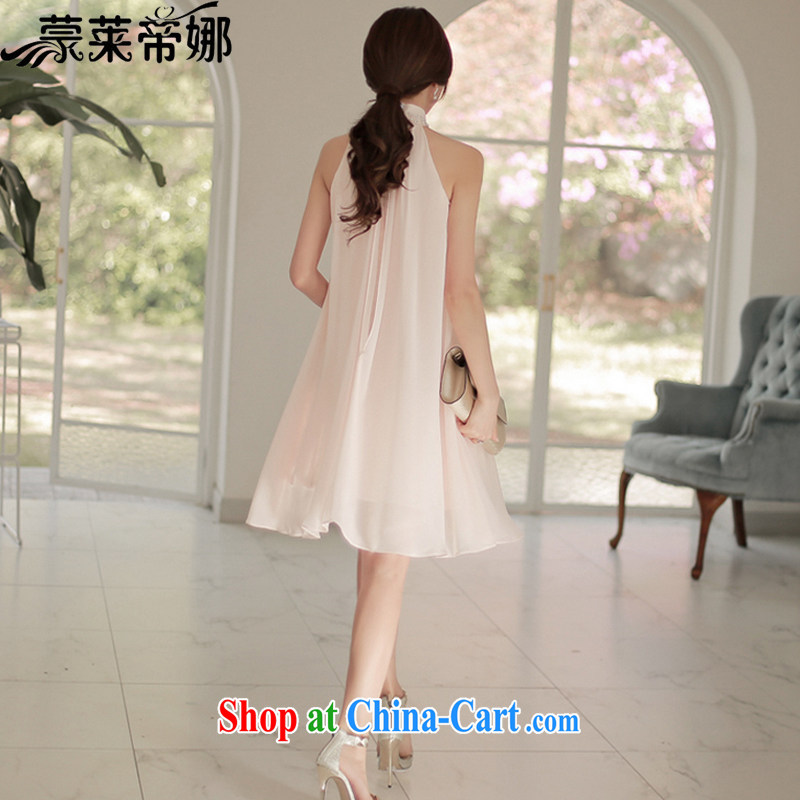 Tony Blair, in Dili, Korean edition 2015 summer new dress the code inserts drill round collar A loose sleeveless snow in woven long dress 6049 pink XL, Tony Blair, in Dili, and shopping on the Internet