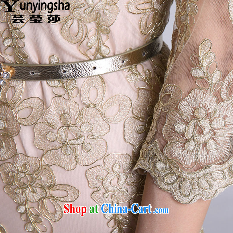 Soon Elizabeth Anna 2015 new gold thread Lace Embroidery beauty dress cuff in the root yarn skirt L 9138 gold XXXL Yun-ying, Elizabeth, and shopping on the Internet