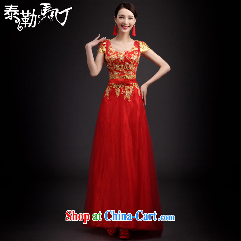 Martin Taylor 2015 Bridal Fashion toast serving Korean style large red beauty is long, wedding dress long skirt red XXL