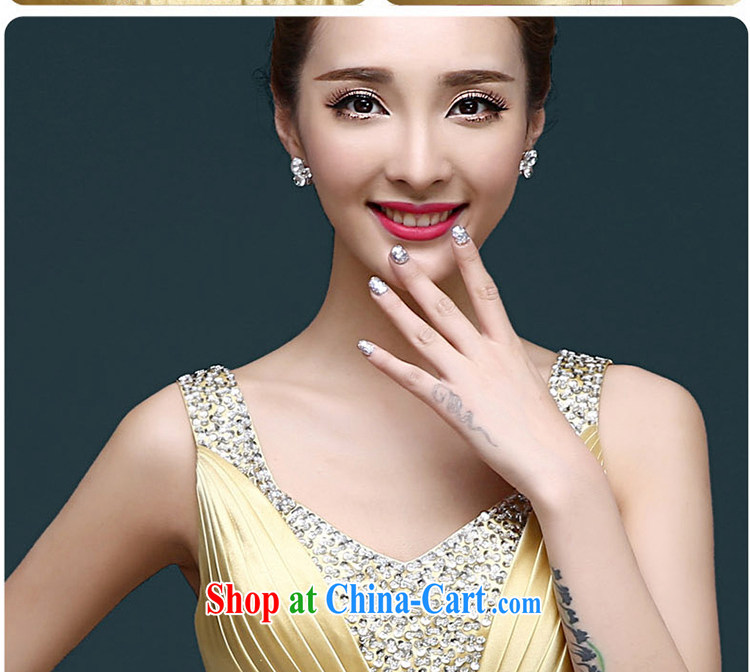 White first about evening dress summer 2015 new bride's wedding banquet toast serving shoulders moderator dress gold female long gold L pictures, price, brand platters! Elections are good character, the national distribution, so why buy now enjoy more preferential! Health