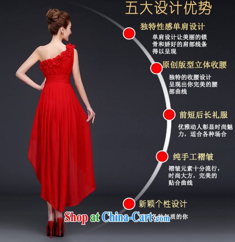 Qi wei bridal wedding dress uniform toasting Red single flower shoulder long ago after short gown girl red M pictures, price, brand platters! Elections are good character, the national distribution, so why buy now enjoy more preferential! Health