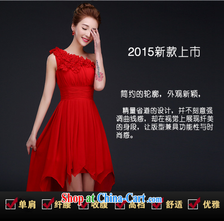 Qi wei bridal wedding dress uniform toasting Red single flower shoulder long ago after short gown girl red M pictures, price, brand platters! Elections are good character, the national distribution, so why buy now enjoy more preferential! Health