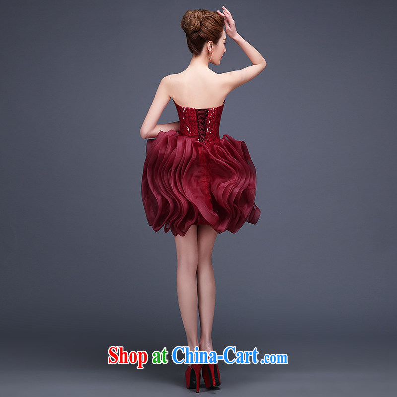 Qi wei summer 2015 new marriages served toast dress wine red short erase chest small dress stylish banquet show deep red custom plus $30, Qi wei (QI WAVE), online shopping