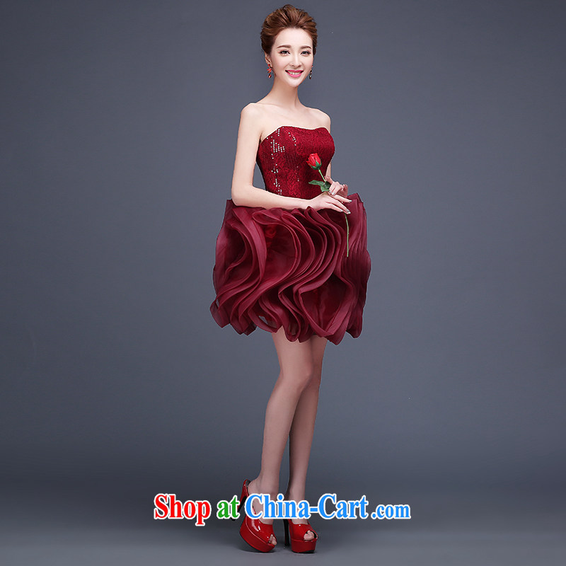 Qi wei summer 2015 new marriages served toast dress wine red short erase chest small dress stylish banquet show deep red custom plus $30, Qi wei (QI WAVE), online shopping