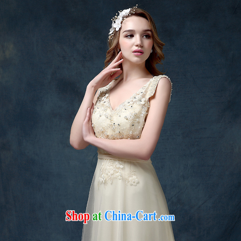According to Lin Sa 2015 new bride toast wedding dress long bridesmaid clothing skirts dresses champagne color dress champagne color S, according to Lin, Elizabeth, and shopping on the Internet