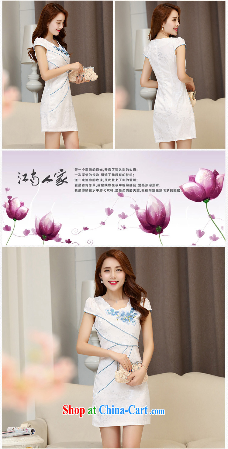 Caesar 669 new summer, ladies stylish beauty short-sleeve with embroidered dresses qipao graphics thin bridal bridesmaid dress uniform toast back door service white blue XXL pictures, price, brand platters! Elections are good character, the national distribution, so why buy now enjoy more preferential! Health