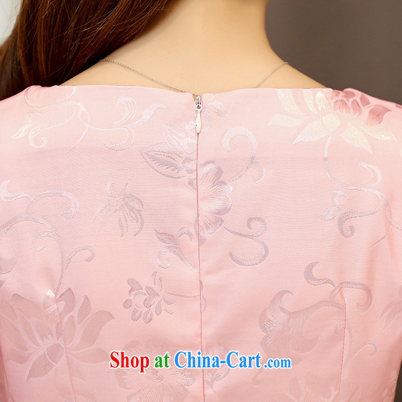 Caesar's summer 671 new women with stylish beauty short-sleeved round-collar embroidered dresses qipao graphics thin bridal bridesmaid dress uniform toasting back door service pink XXL, TRIUMPHANTKS, shopping on the Internet