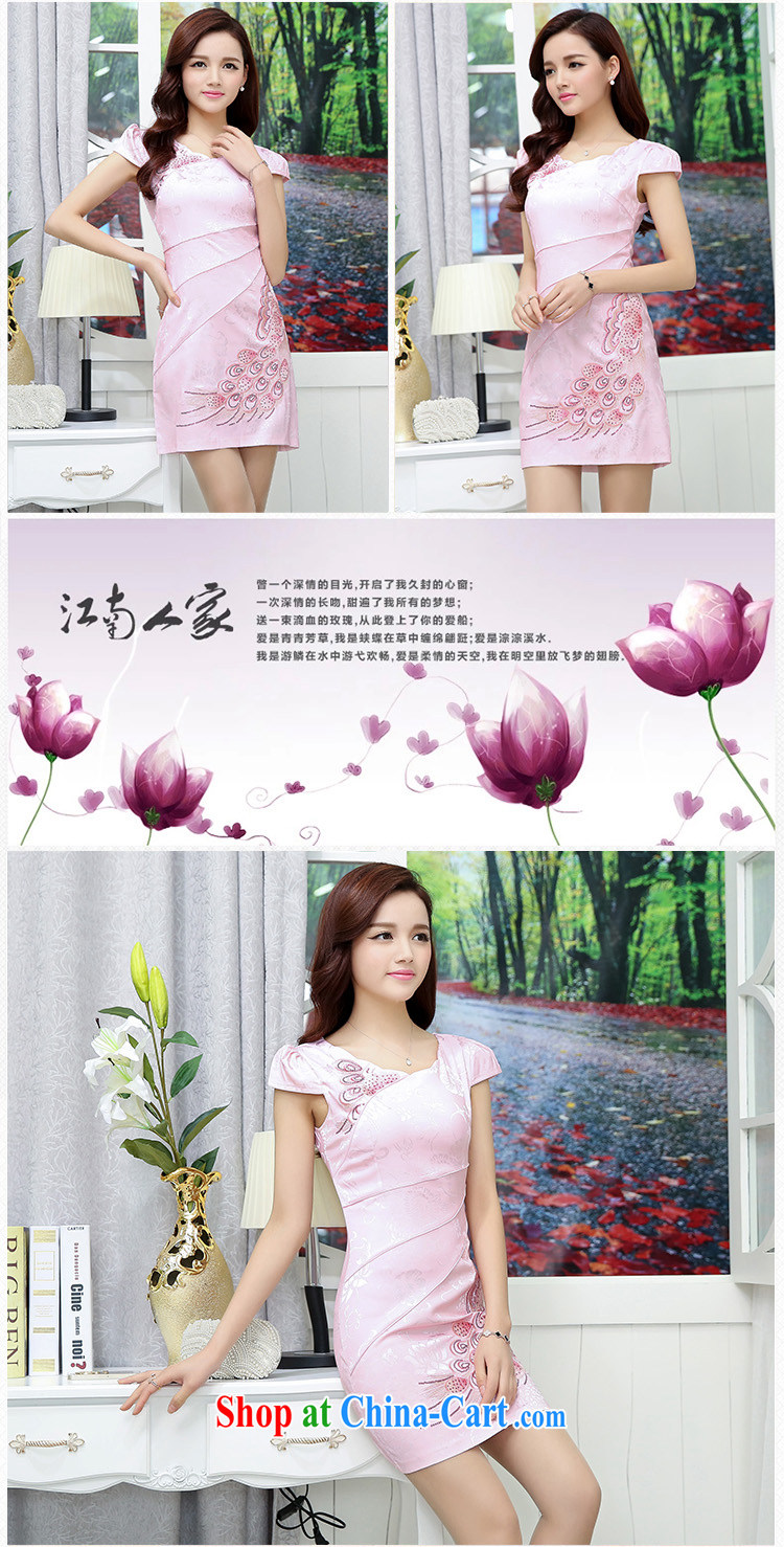 Caesar 684 summer new women Beauty Fashion short-sleeve with embroidered dresses qipao graphics thin bridal bridesmaid dress uniform toast white blue XXL pictures, price, brand platters! Elections are good character, the national distribution, so why buy now enjoy more preferential! Health