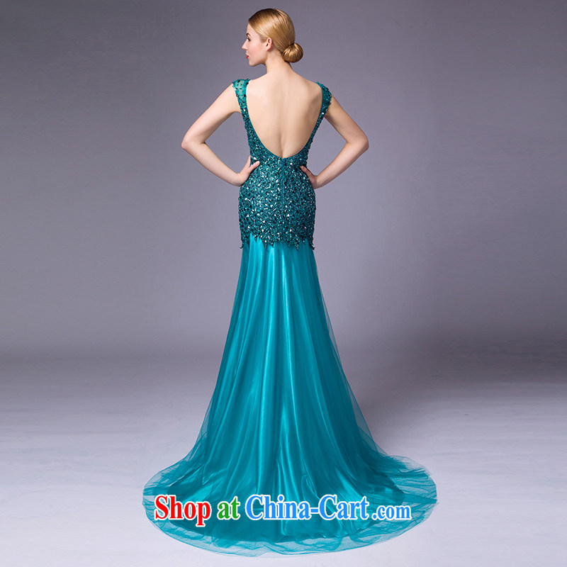 It is not the JUSERE dress 2015 new, blue lake at Merlion name Yuan dress Evening Dress uniforms serving the double-shoulder round-neck collar on-chip light drill, Lake blue tailor, is by no means set, shopping on the Internet