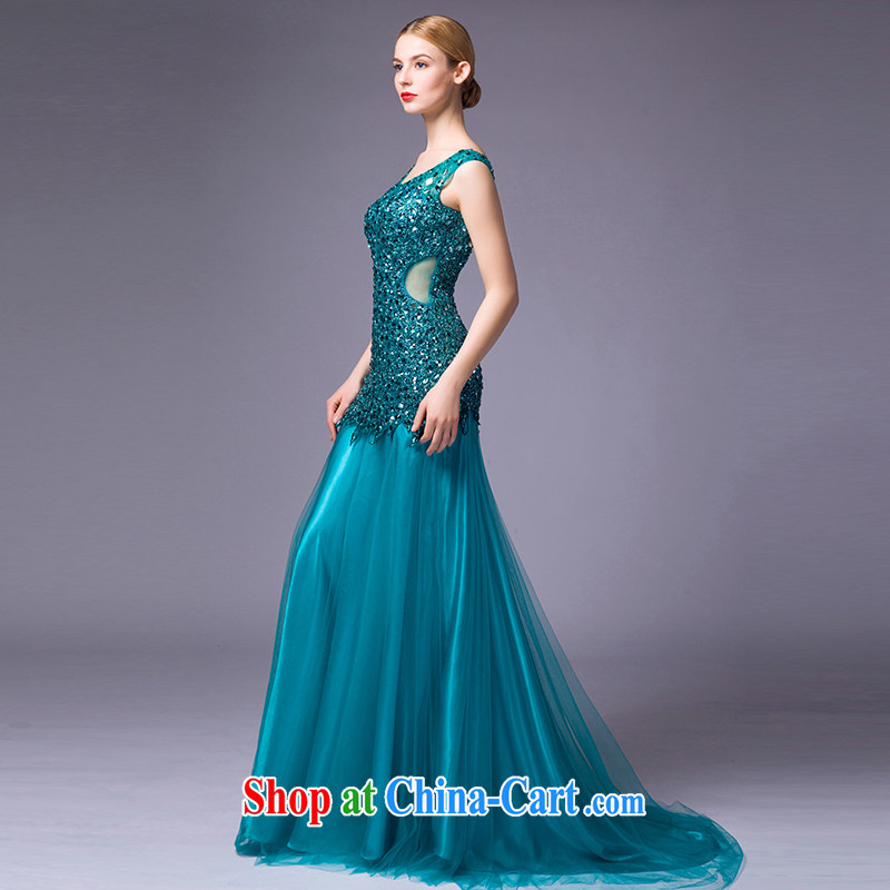 It is not the JUSERE dress 2015 new, blue lake at Merlion name Yuan dress Evening Dress uniforms serving the double-shoulder round-neck collar on-chip light drill, Lake blue tailor, is by no means set, shopping on the Internet