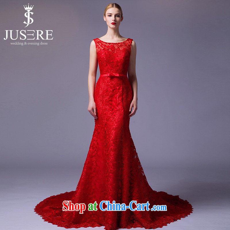 It is not the JUSERE high-end dress 2015 new festive Chinese red name-yuan toast dress uniform dress uniform concert hosted service double-shoulder-neck lace red tailored