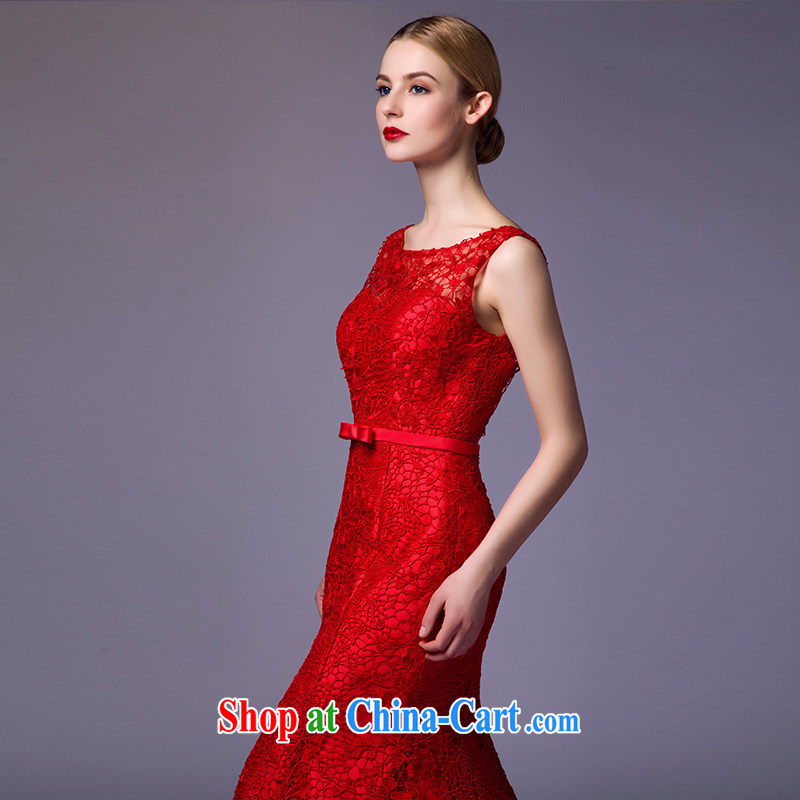 It is not the JUSERE high-end dress 2015 new festive Red Cross Society of China won a toast dress uniform dress uniform concert hosted service double-shoulder-neck lace red tailored, is by no means set, shopping on the Internet