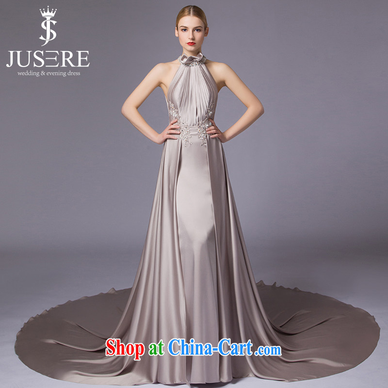 is by no means a JUSERE high-end wedding dresses 2015 New Name Yuan dress evening dress uniform performances hosted service is also a sleeveless tail silver tailored