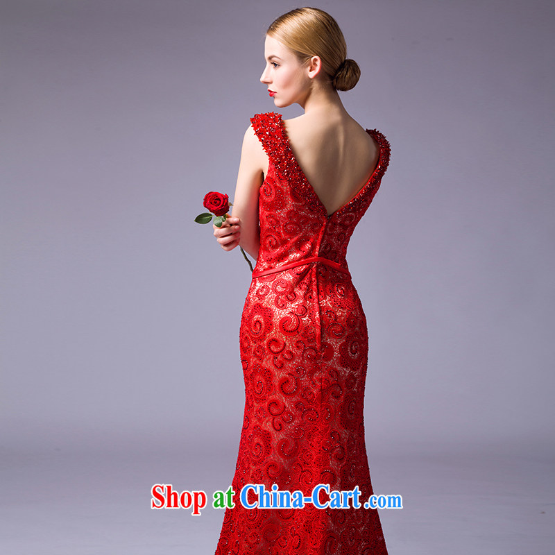 It is not the JUSERE 2015 new festive Chinese red name Yuan toast dress uniform dress uniform concert hosted service embroidery crowsfoot double-shoulder V collar on drilling red tailored, by no means, and, shopping on the Internet
