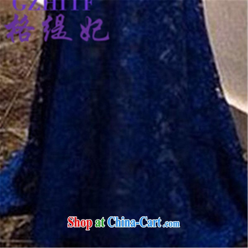 The economy 2015 royal summer lace V collar, fashionable mini skirts, 512-B - 808 - 35 blue XL