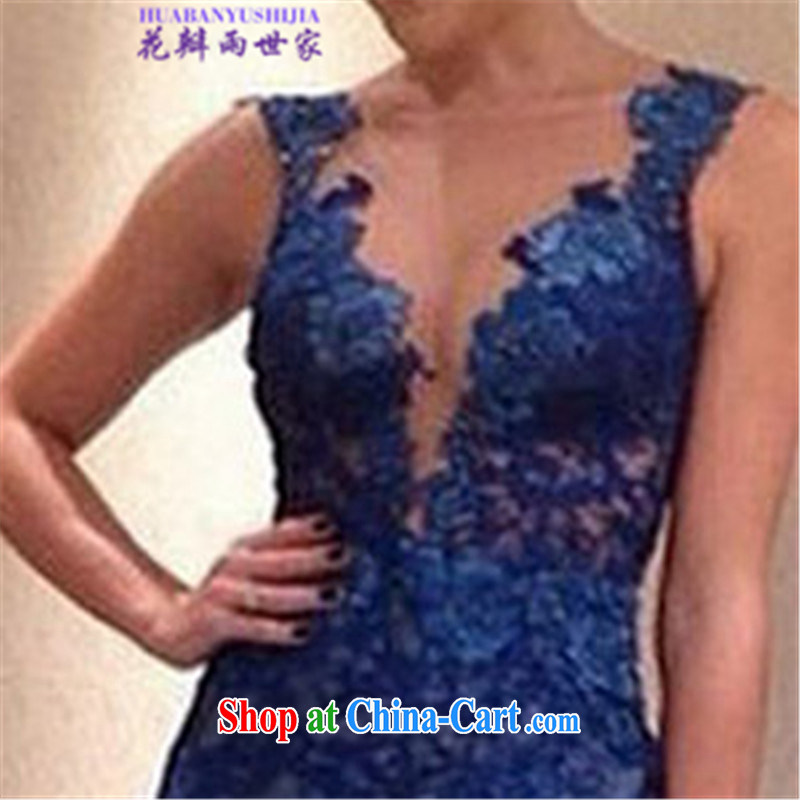 Petals rain family 2015 summer lace V collar, fashionable mini skirts, 512-B - 808 - 35 blue XL
