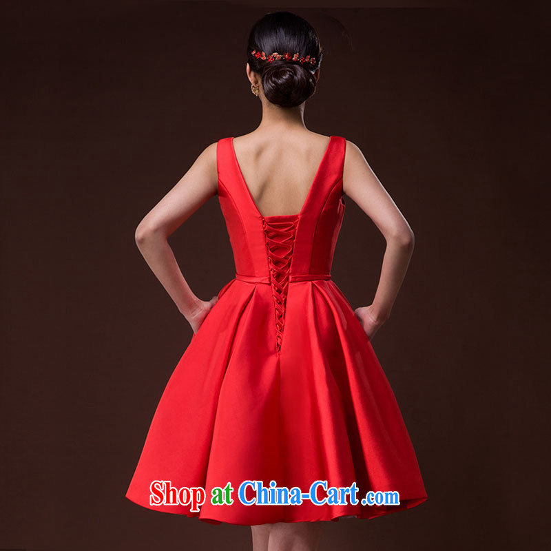 2015 new bride wedding toast serving female moderator dress Brocade tie sleeveless red dress and red XXL, tone (dayinni), and shopping on the Internet