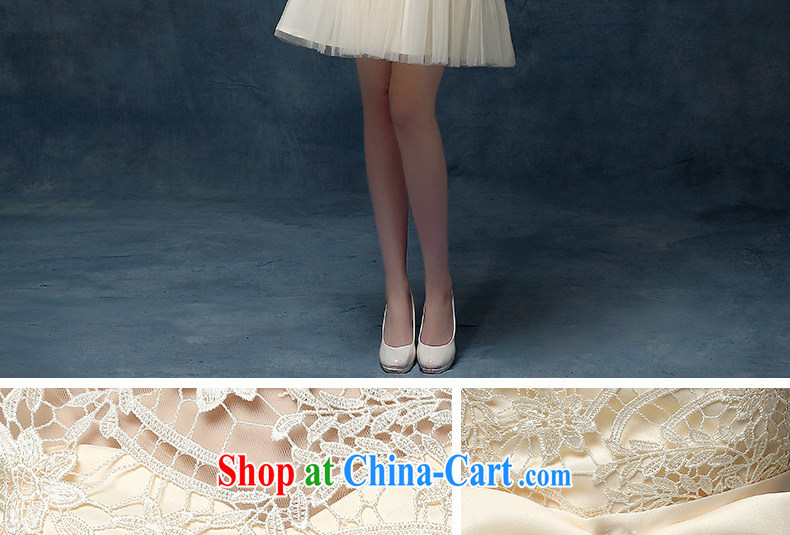 According to Lin Sha 2015 spring and summer new champagne color bridesmaid dress bridal short bows, serving shoulders shaggy dress champagne color XL pictures, price, brand platters! Elections are good character, the national distribution, so why buy now enjoy more preferential! Health