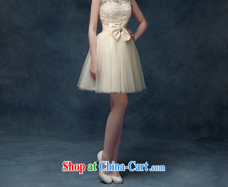 According to Lin Sha 2015 spring and summer new champagne color bridesmaid dress bridal short bows, serving shoulders shaggy dress champagne color XL pictures, price, brand platters! Elections are good character, the national distribution, so why buy now enjoy more preferential! Health