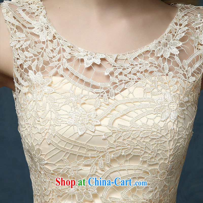 According to Lin Sha 2015 spring and summer new champagne color bridesmaid dress bridal short bows serving shoulders shaggy dress champagne color XL, according to Lin, Elizabeth, and shopping on the Internet