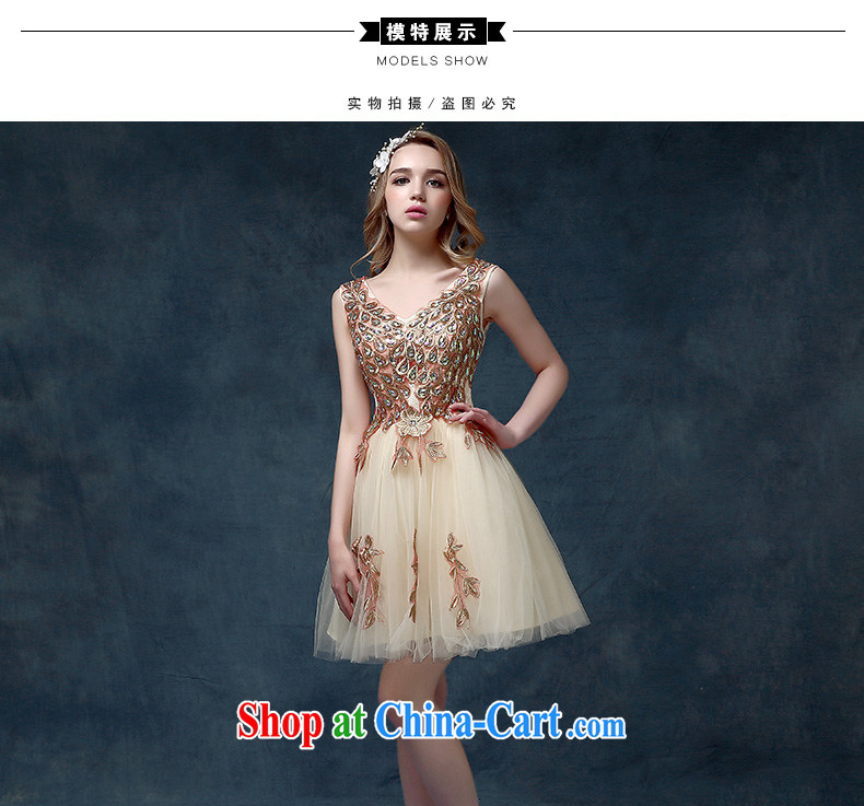 According to Lin Sa 2015 new bridal dresses stylish bridesmaid clothing dress champagne color Korean banquet small dress spring short, champagne color S pictures, price, brand platters! Elections are good character, the national distribution, so why buy now enjoy more preferential! Health