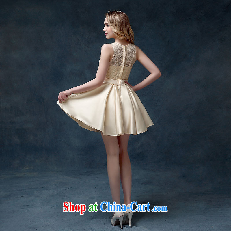 According to Lin Sha 2015 spring and summer new wedding dress short-sleeved dresses women serving toast short classic bridesmaid clothing Korean champagne color XL, according to Lin, Elizabeth, and shopping on the Internet