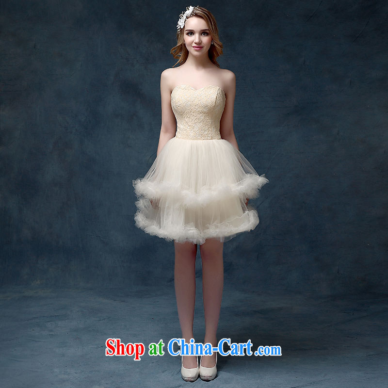 According to Lin Sha 2015 spring and summer new wedding dress short-sleeved dresses women serving toast short classic bridesmaid clothing Korean champagne color XL, according to Lin, Elizabeth, and shopping on the Internet