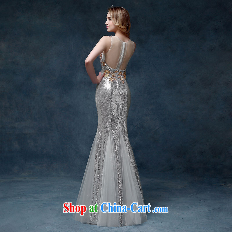 2015 New Evening Dress long dual-shoulder cultivating crowsfoot marriages served toast Dinner hosted annual Silver Dresses XL, according to Lin, Elizabeth, and shopping on the Internet