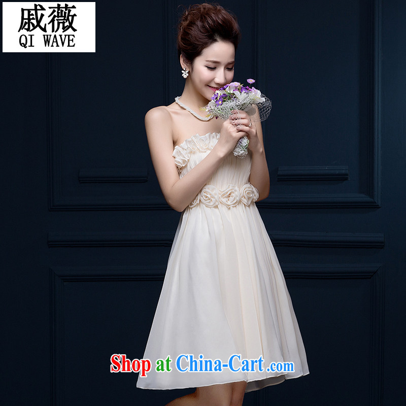 Wei Qi short dress bridesmaid clothing white wiped his chest high waist pregnant women with lace and elegant dress summer female light gray custom plus $30, Qi wei (QI WAVE), online shopping