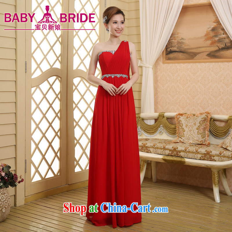 2015 new bridal dresses serving toast the shoulder Evening Dress long, cultivating the chorus concert service red XXL