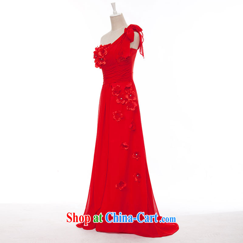 Jubilee 1000 bride 2015 spring and summer new single shoulder-length, small tail champagne color dress bride wedding toast L serving 678 red 30CM small tail increase XXXL/26,1000 Jubilee bride, shopping on the Internet